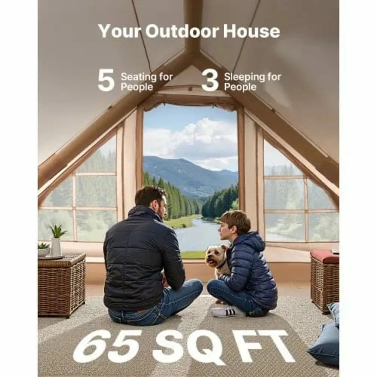 Inflatable Tent for Camping 3-5 Person Glamping Te - Image 2