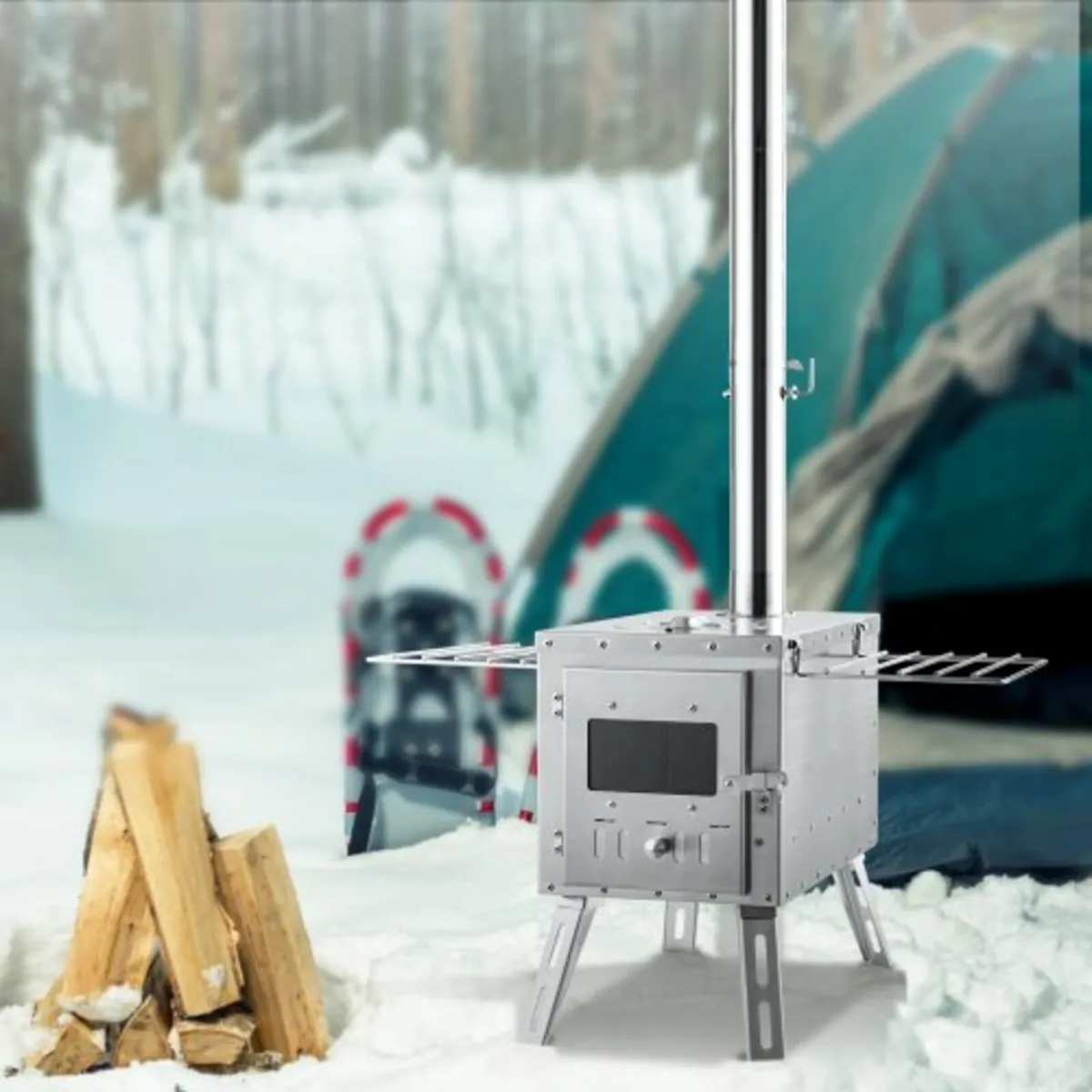 Wood Stove, 218.44 cm, Stainless Steel Camping Ten - Image 4