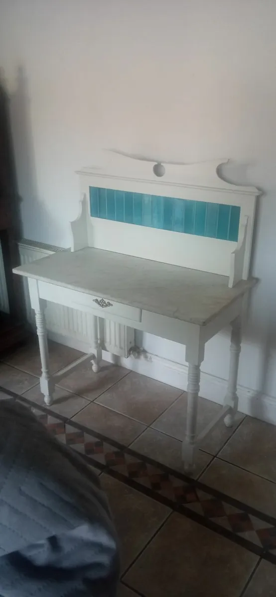 Vintage Painted Pine Washstand With Marble Top - Image 2