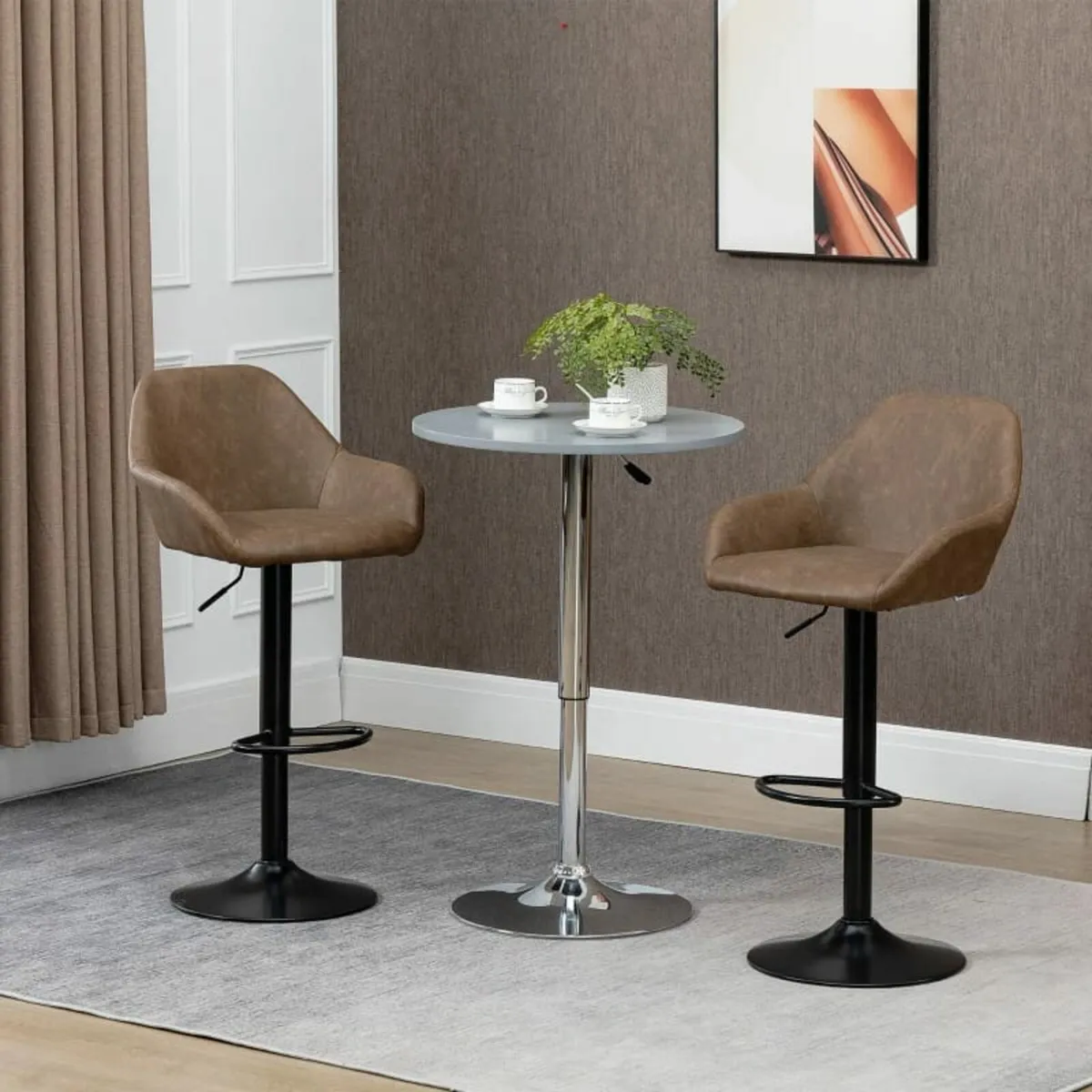 Adjustable Bar Stools Set of 2, Swivel Barstools w - Image 2