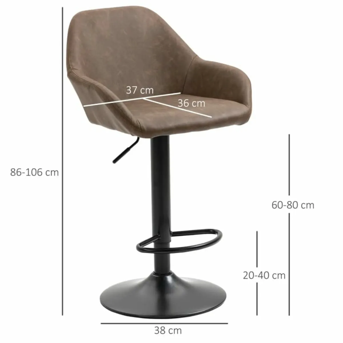 Adjustable Bar Stools Set of 2, Swivel Barstools w - Image 4