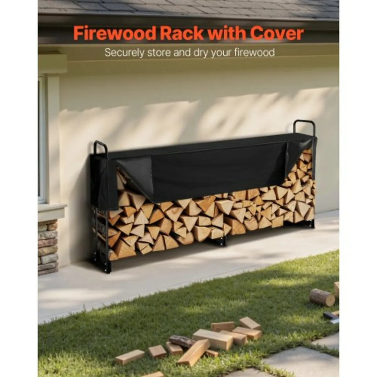 2.4m Outdoor Firewood Rack with Cover, 244 cm x 36 - Image 3