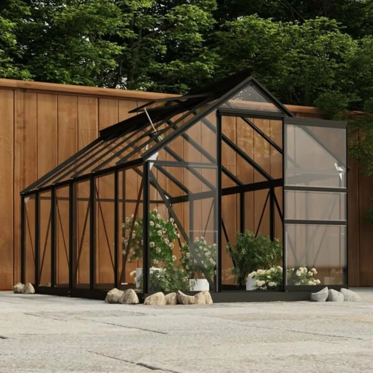 Glass Greenhouse Anthracite 155x298x191 cm Alumini - Image 2