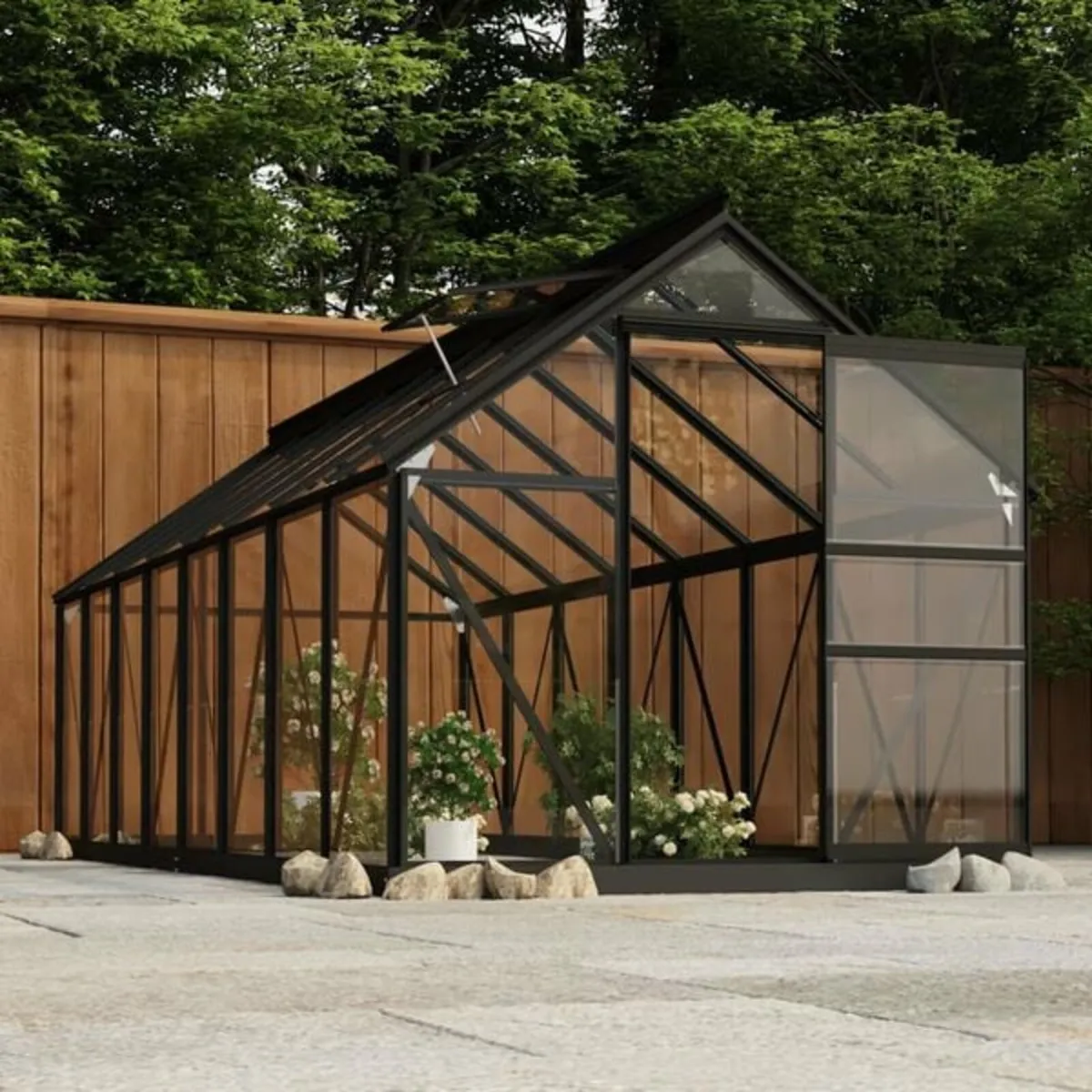 Glass Greenhouse Anthracite 155x395.5x191 cm Alumi - Image 1