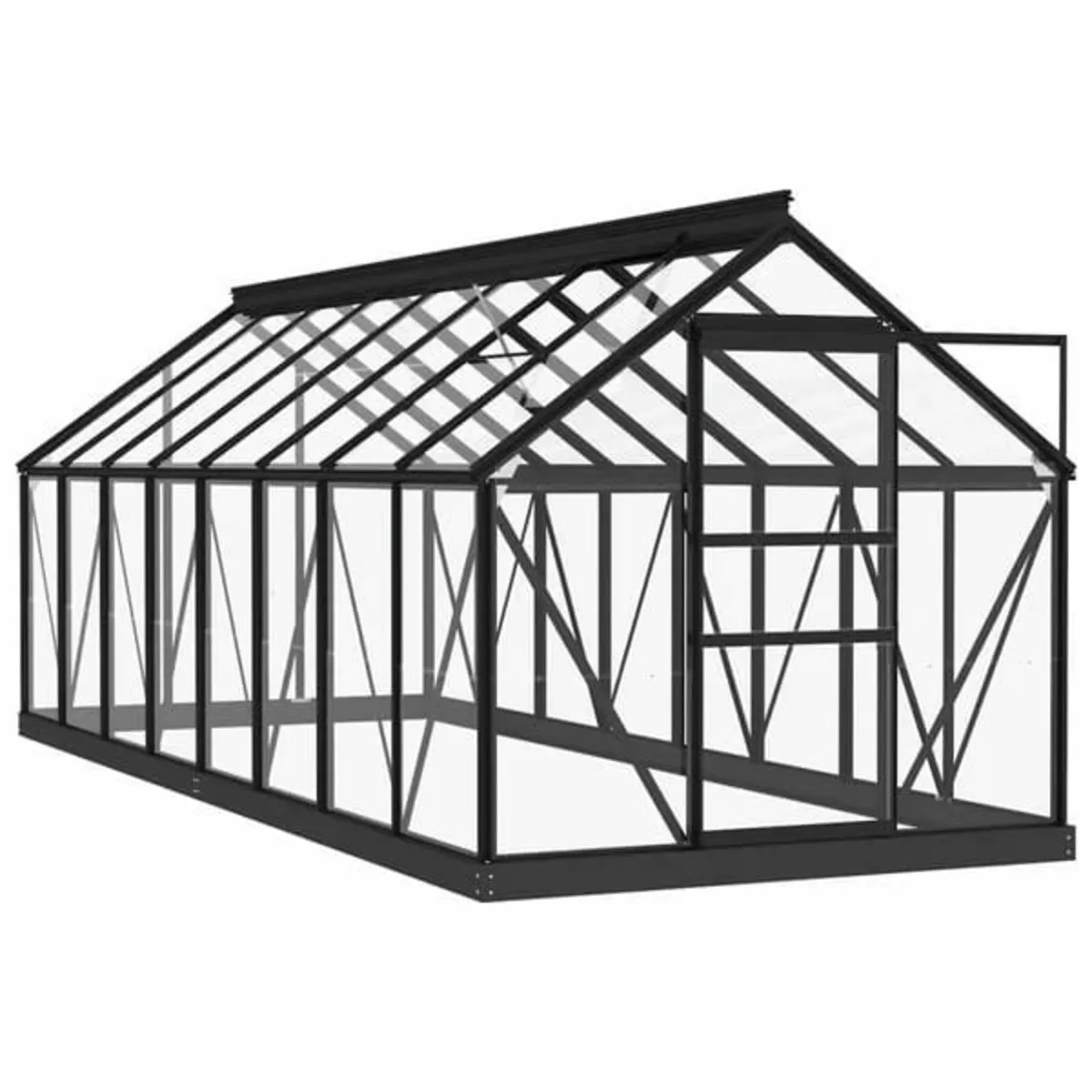 Glass Greenhouse Anthracite 155x395.5x191 cm Alumi - Image 3