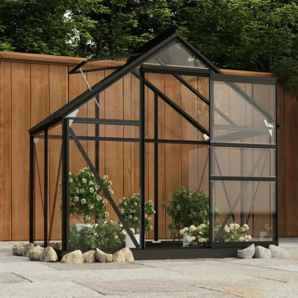 Glass Greenhouse Anthracite 155x103x191 cm Alumini - Image 2