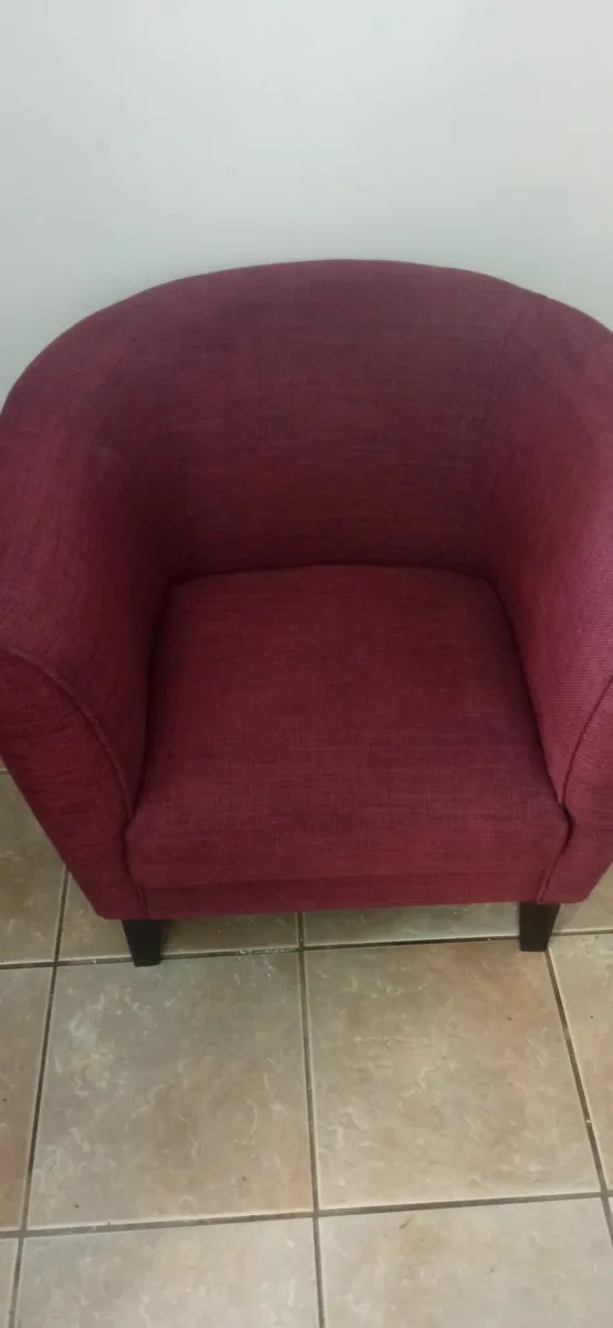 Pair Quality Beech Framed Tub Chairs, Burgandy - Image 2