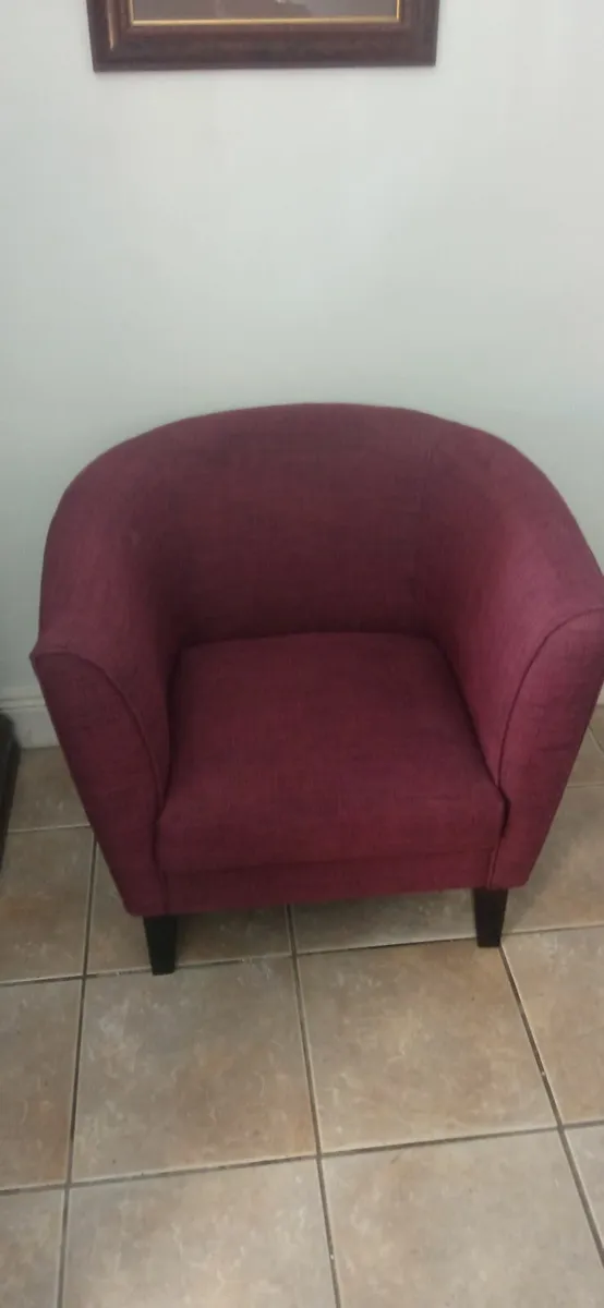 Pair Quality Beech Framed Tub Chairs, Burgandy - Image 3