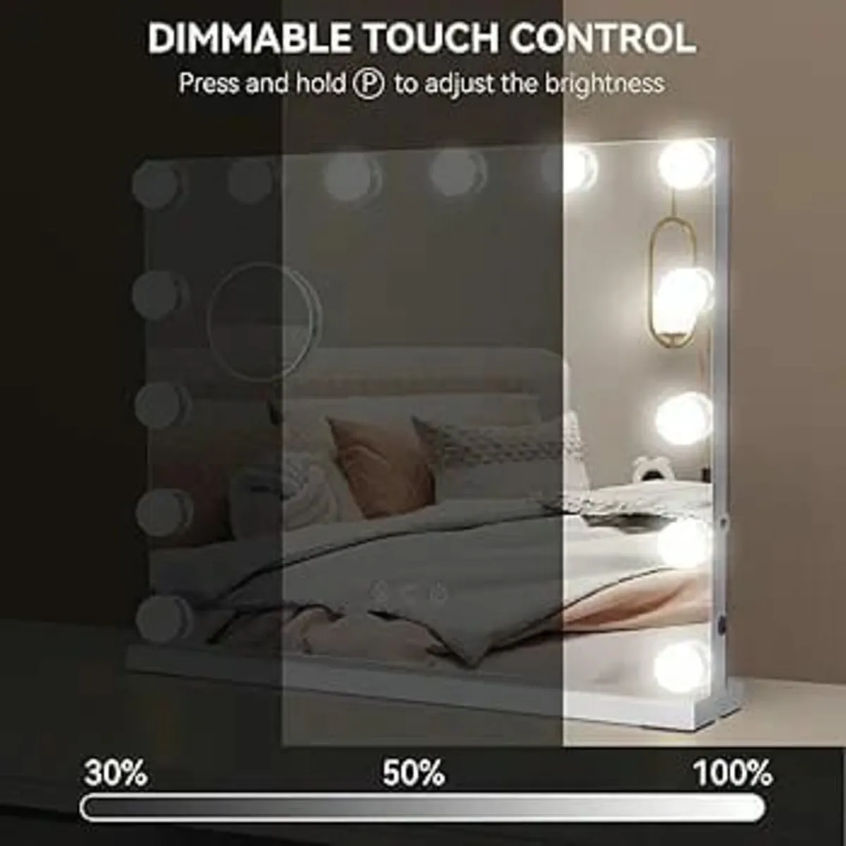 Hollywood Vanity Mirror with Lights, 50×42cm Large - Image 3