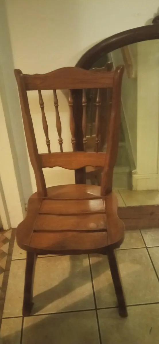 4 Vintage Solid Oak Brutalist Style Chairs - Image 3