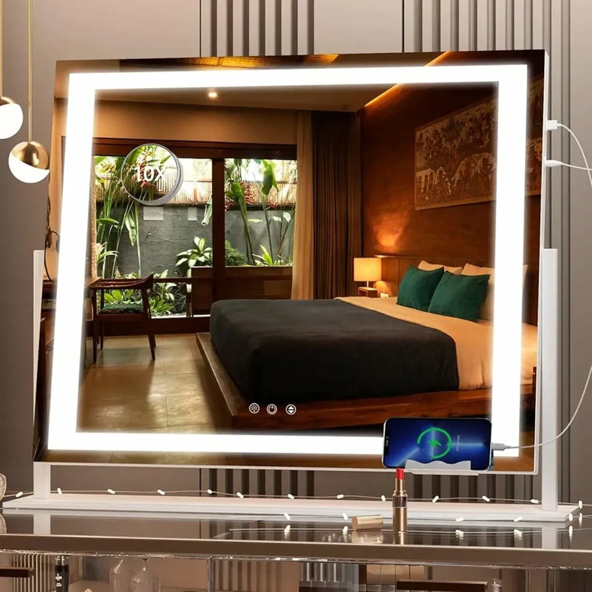 Vanity Mirror with Lights, 58 x 48cm LED Makeup Mi - Image 1