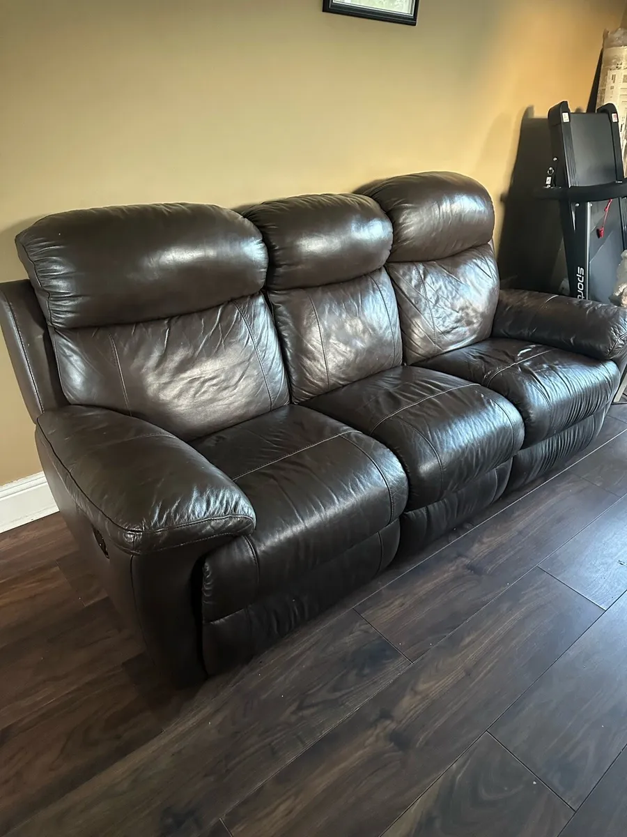 Brown Leather Couch - Image 1