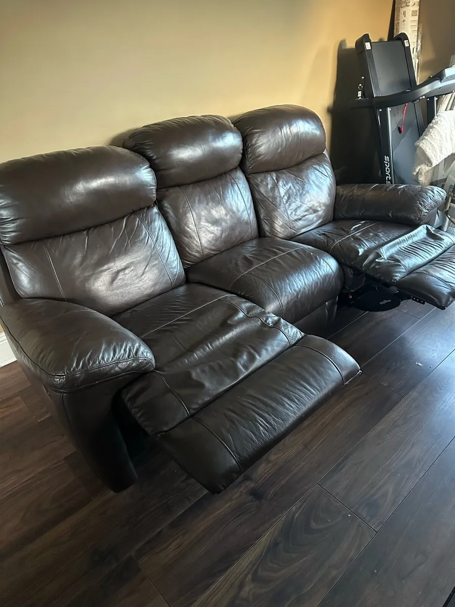 Brown Leather Couch - Image 2