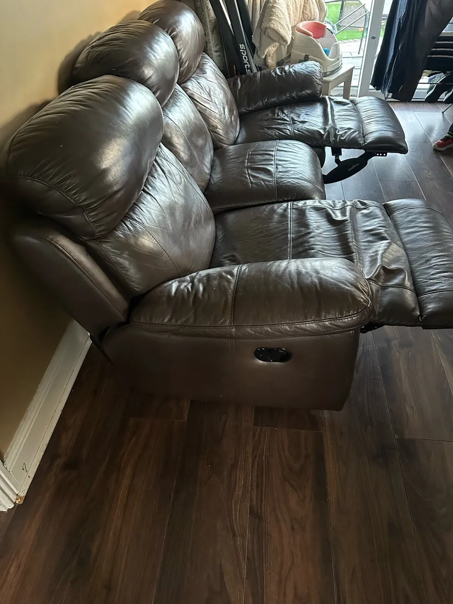 Brown Leather Couch - Image 3