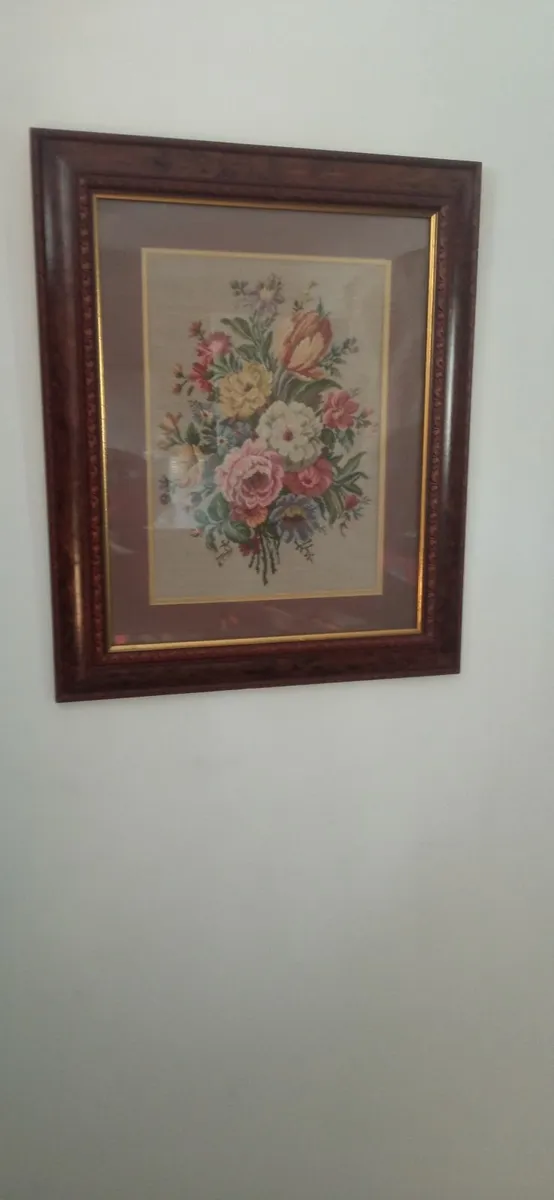 Framed Tapestry, Floral Image - Image 2