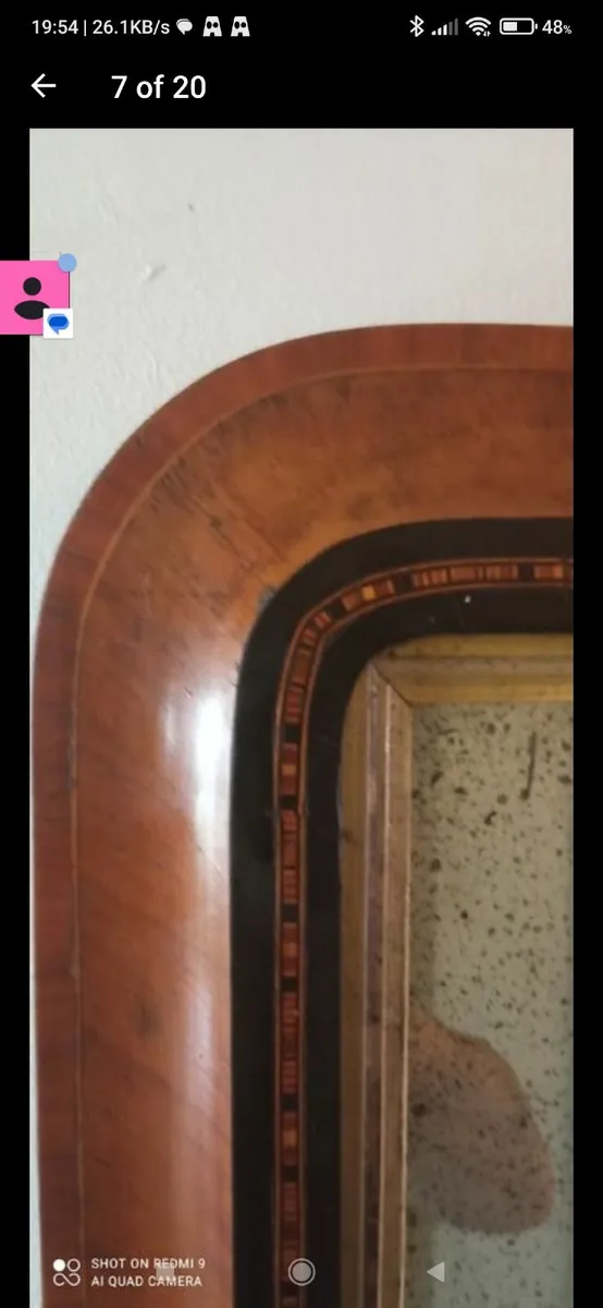 Antique Walnut Tunbridge Inlaid Overmantel Mirror - Image 4