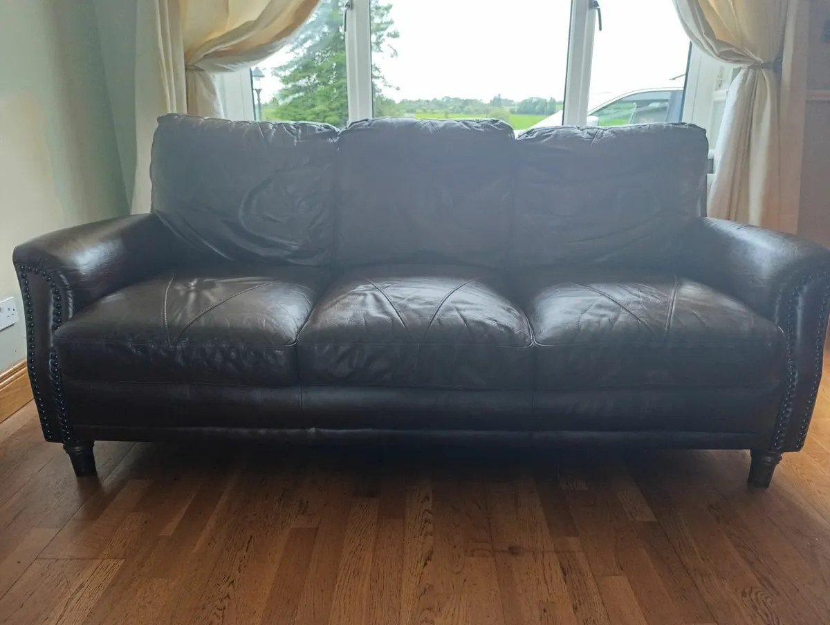 Leather Couch and 2 Arm Chairs - Image 1