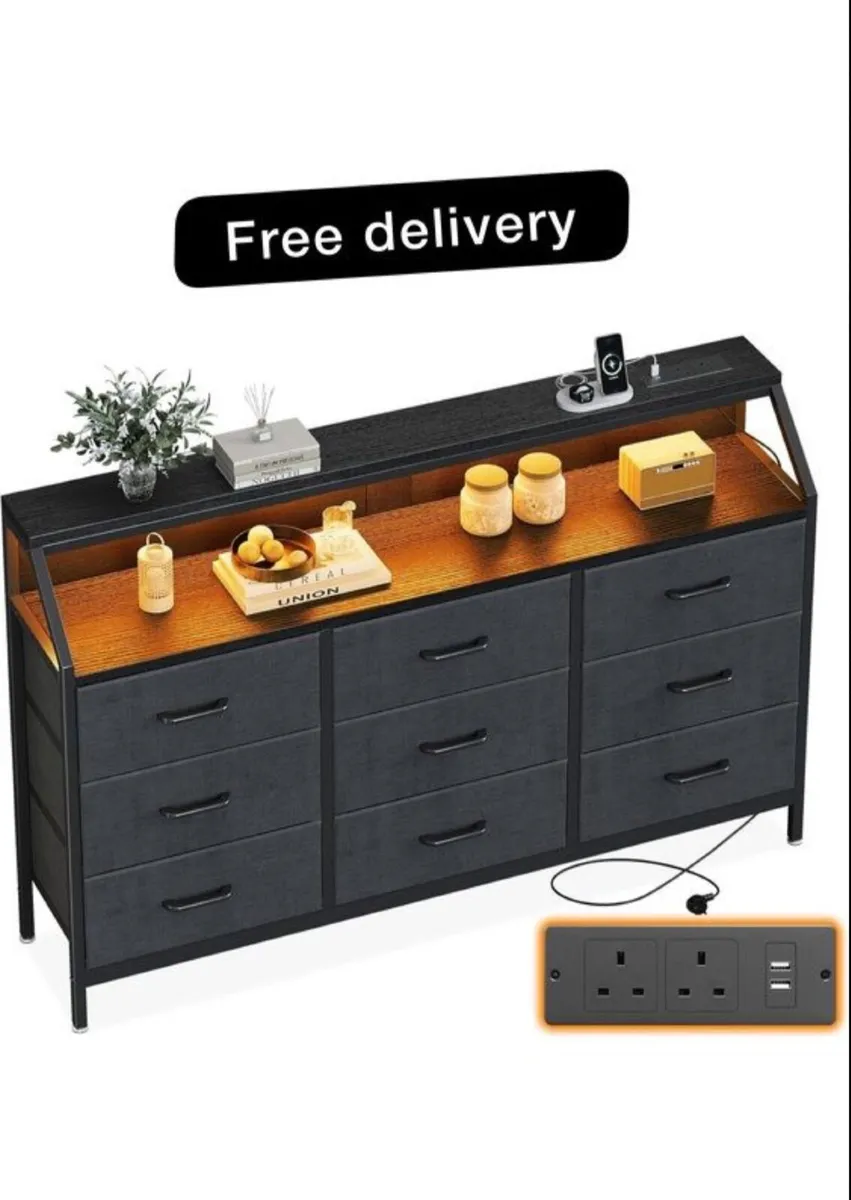 Black Chest of Drawers Bedroom with 9 Fabric Drawe