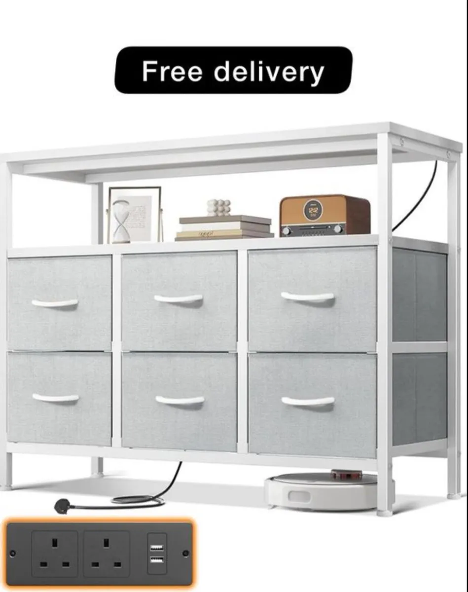 Chest of Drawers Bedroom with 6 Drawers Light Grey