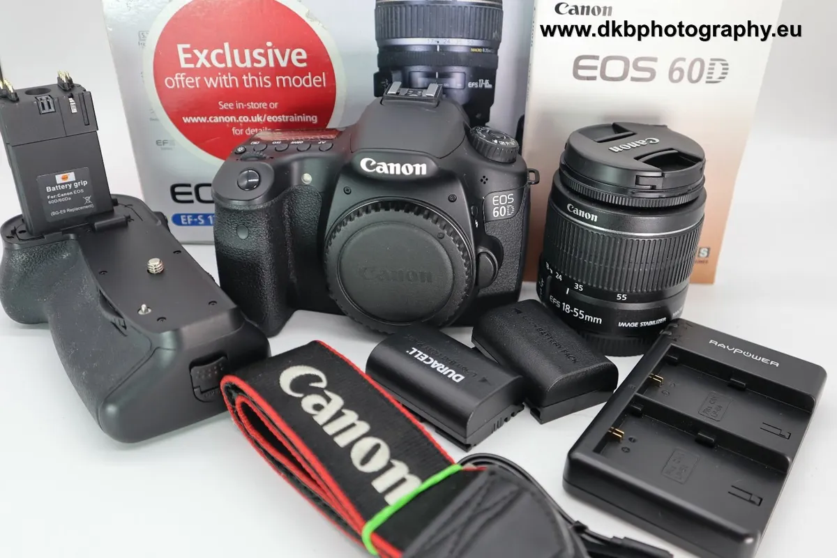 CANON 60D CAMERA & EFs 18-55mm LENS & BATTERY GRIP - Image 1