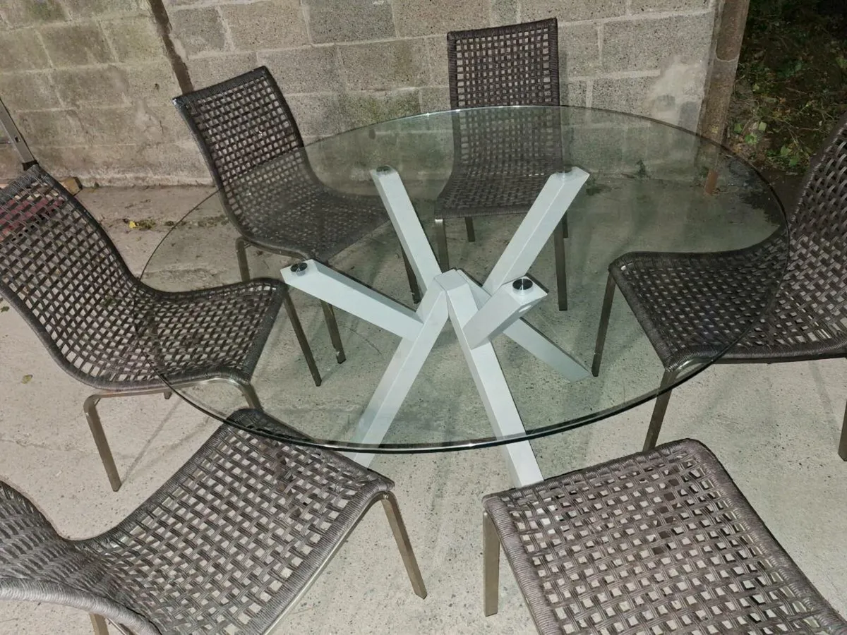 Glass table with 6 chairs (DELIVERY) - Image 2