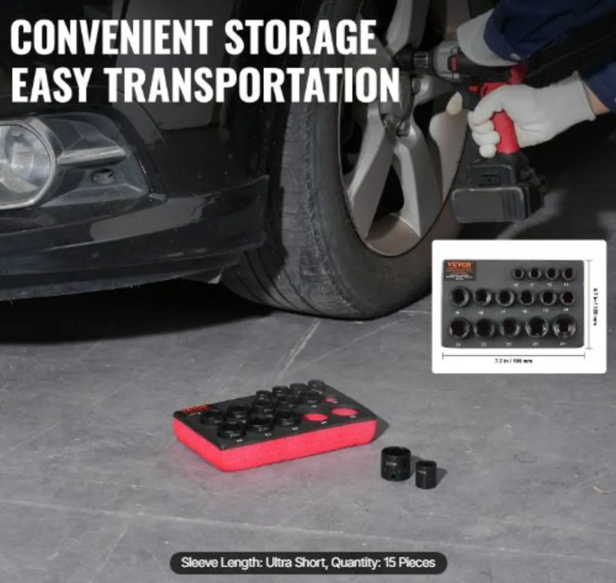 3/8" Drive Impact Socket Set,15 Piece Ultra-Short - Image 4
