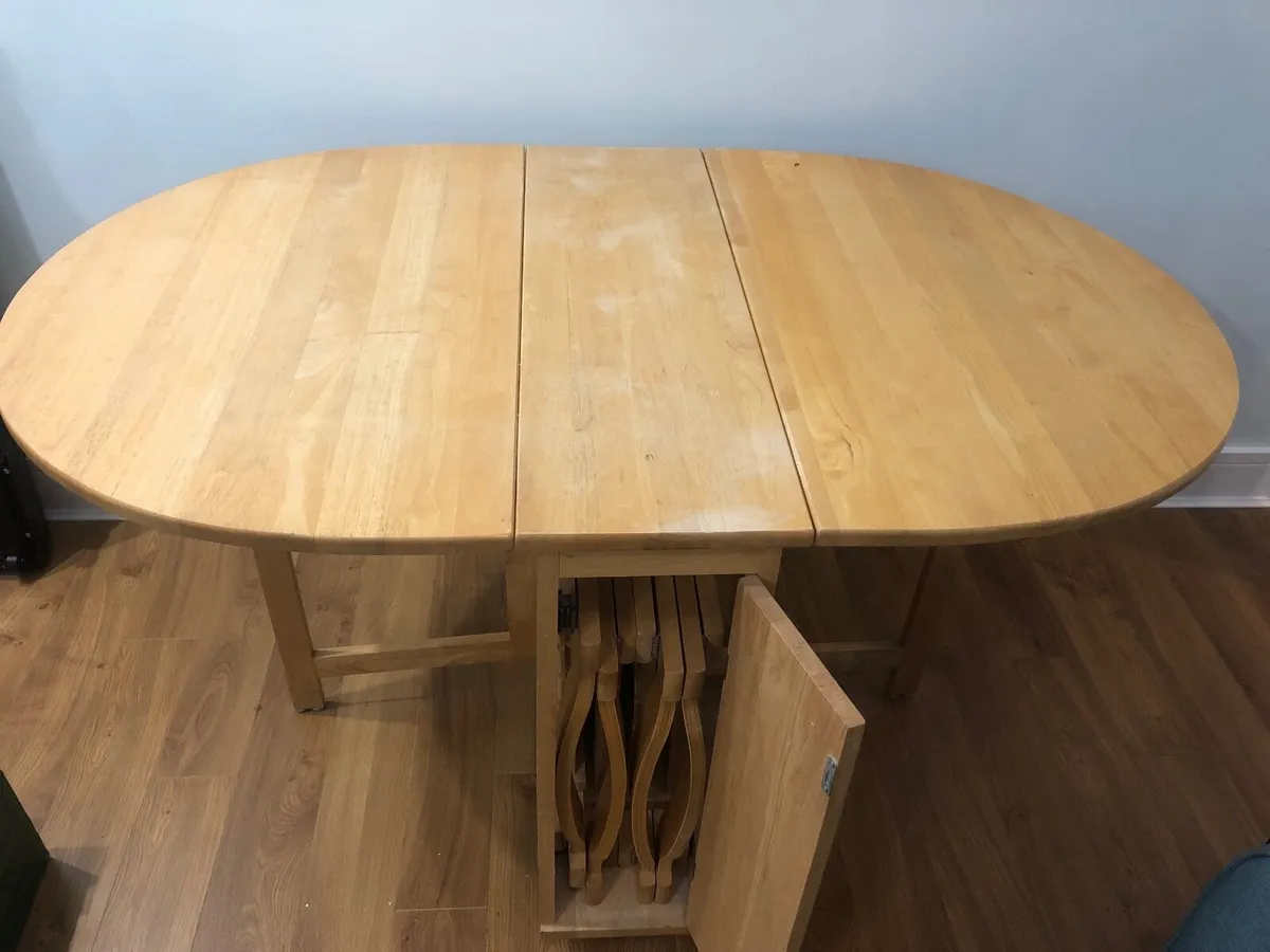 Drop leaf table and 4 inset chairs - Image 1