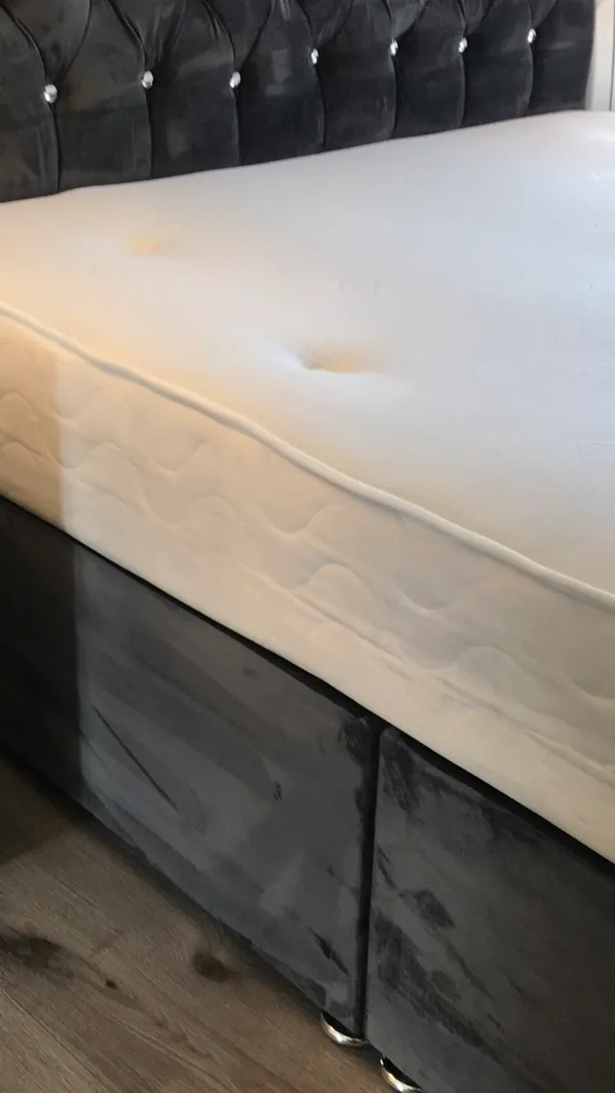 Stylish double bed with diamanté headboard - Image 2