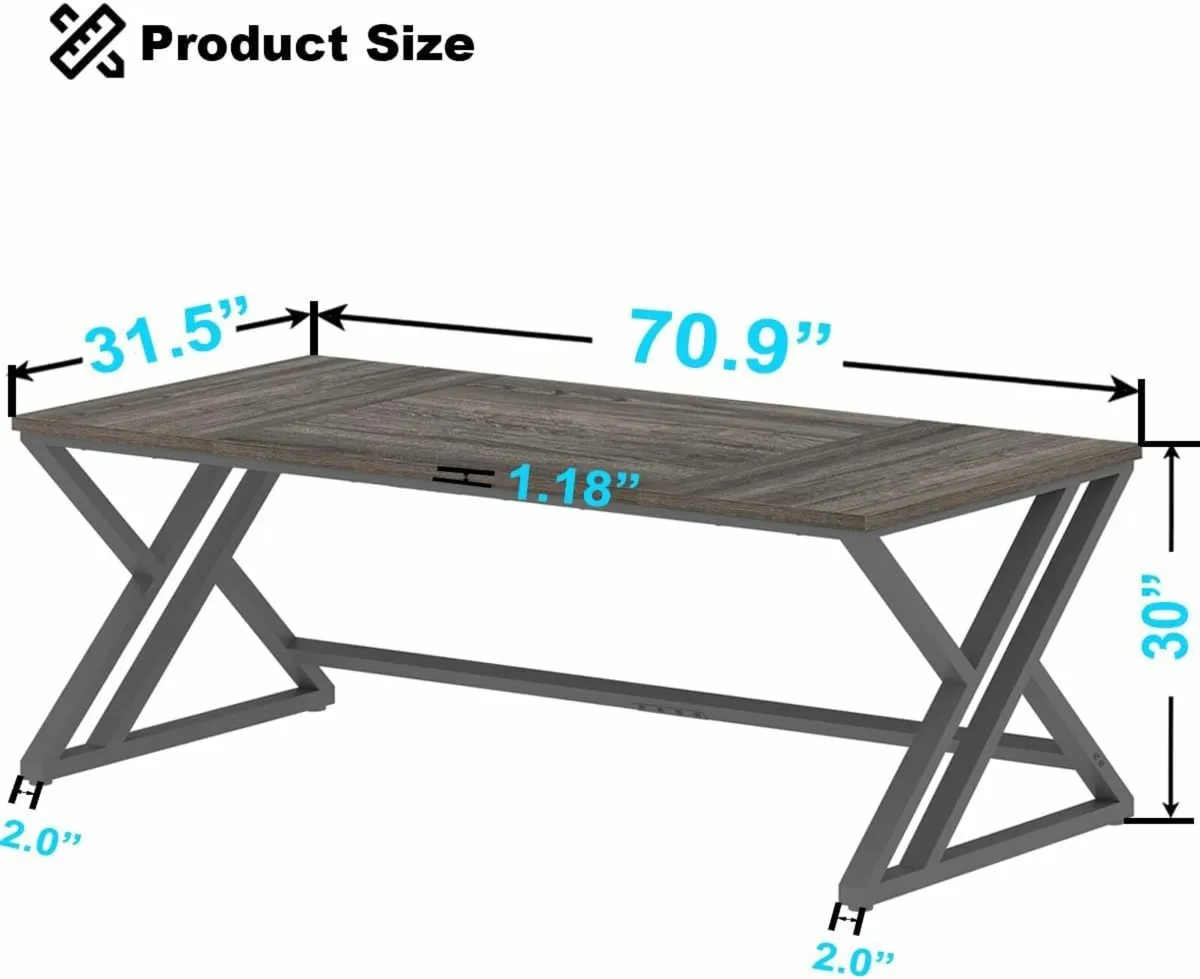 Computer Wood Metal Office Desk 180cm Dark Gray - Image 4