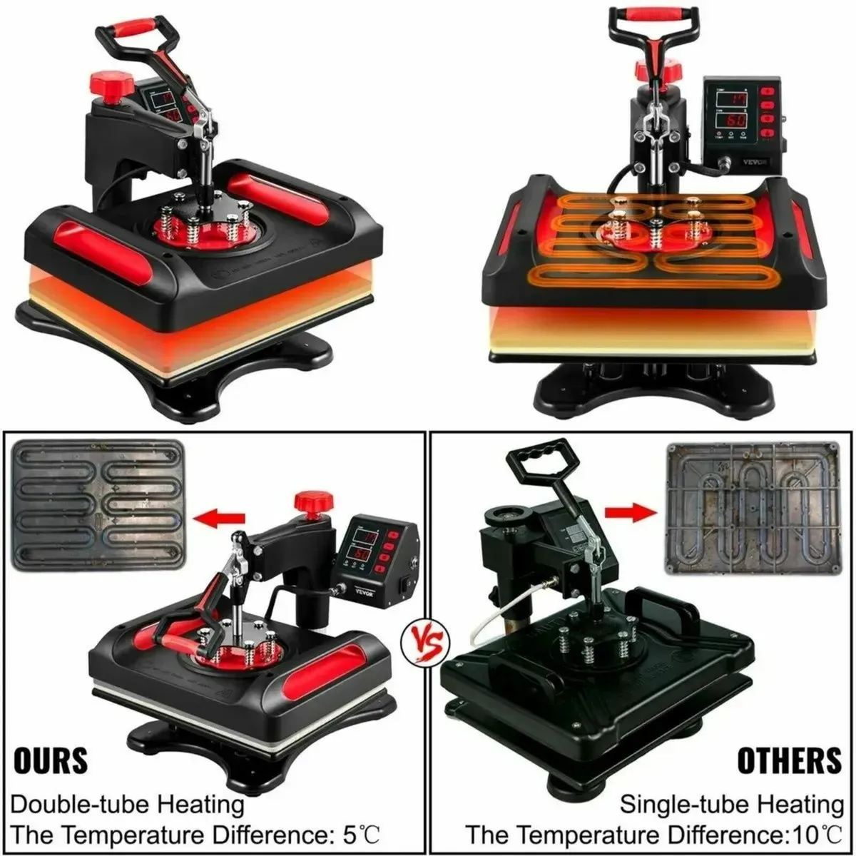 Heat Press Machine Red 5-in-1 Heat Press - Image 2