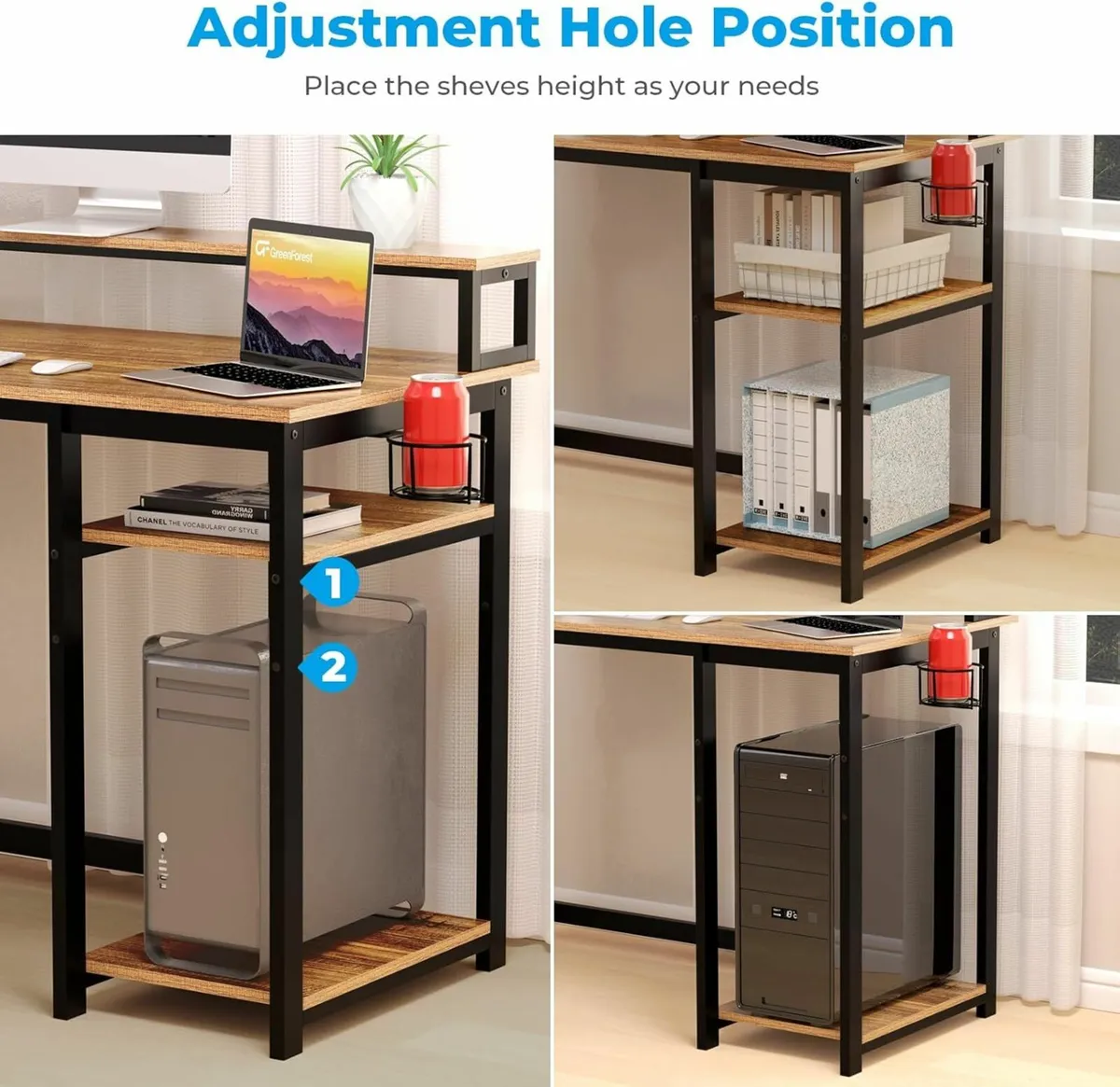 Computer Monitor Stand,120 cm Office Desk Brown - Image 3