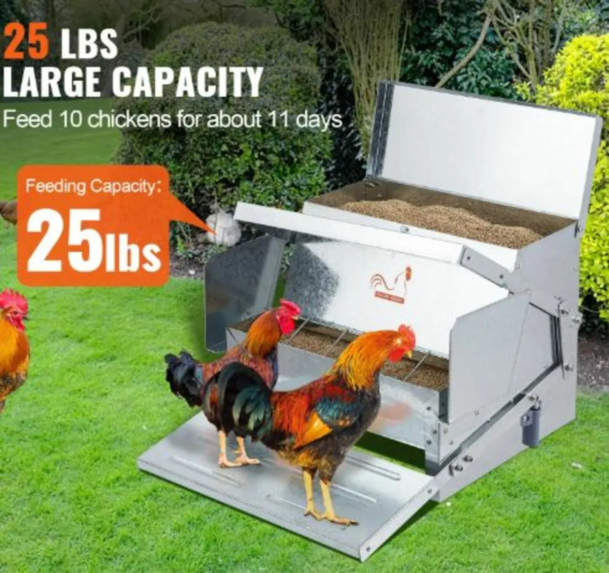 Automatic Chicken Feeder, 11.3kg Capacity Feeds 10 - Image 3