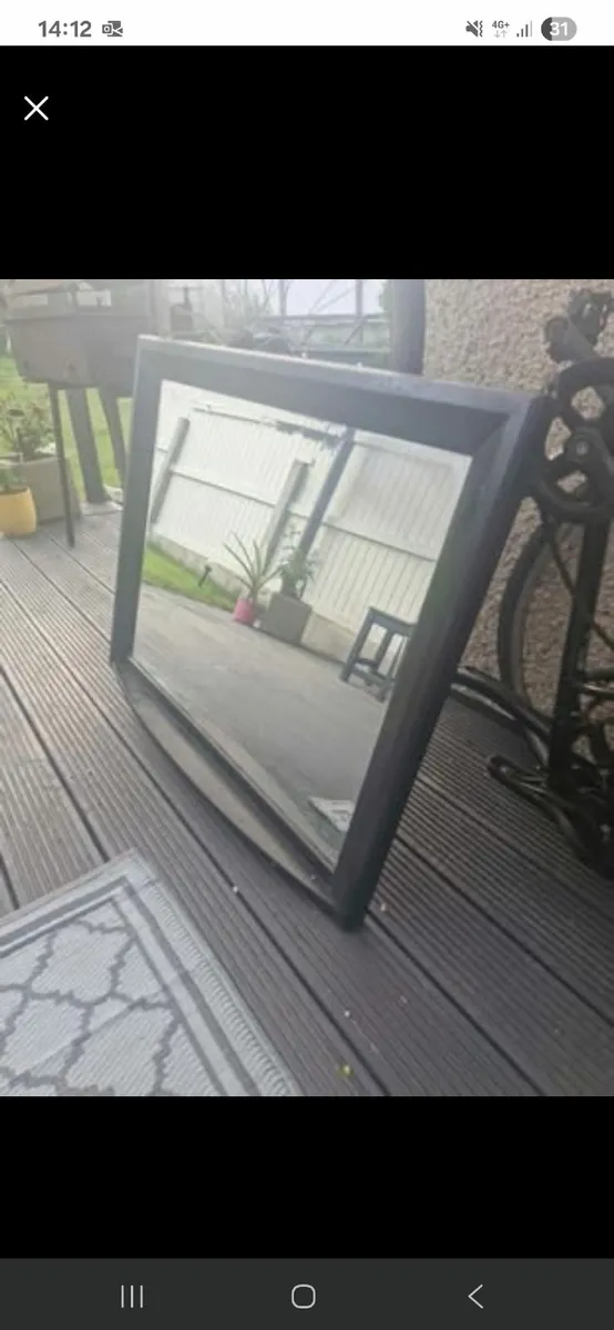 Large black wooden frame mirror - Image 2