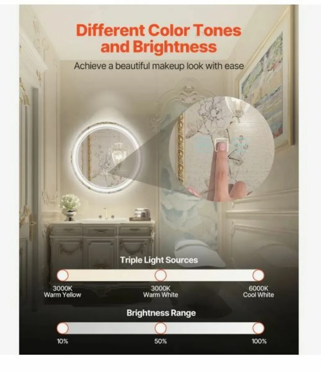 LED Bathroom Mirror, 60 cm - Image 2