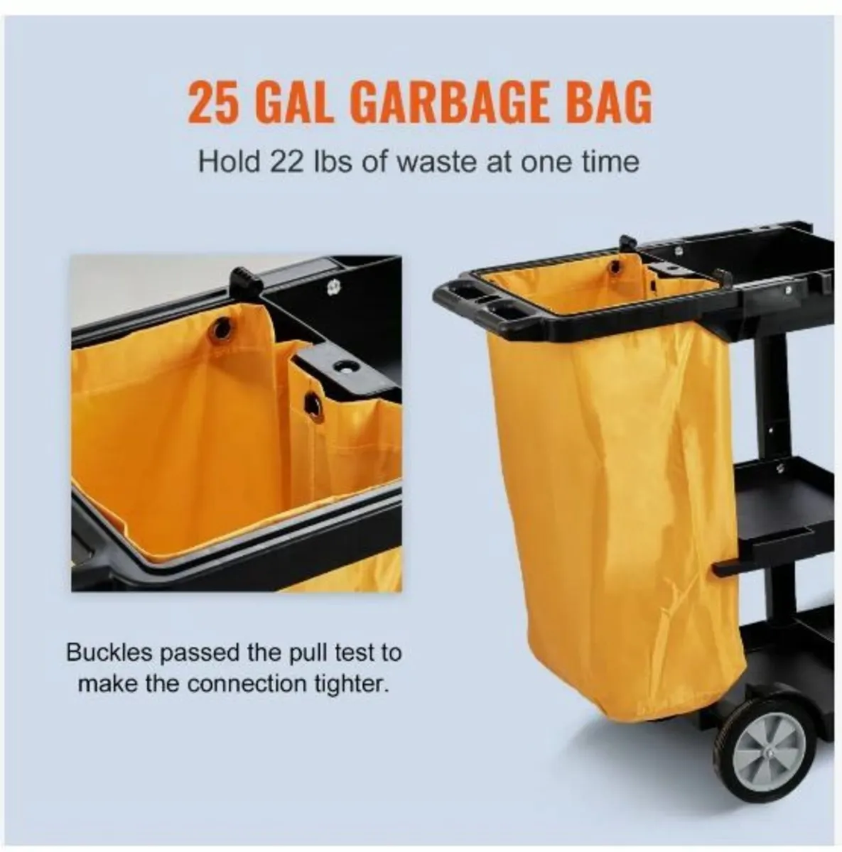 Cleaning Cart, 3-Shelf Commercial - Image 3