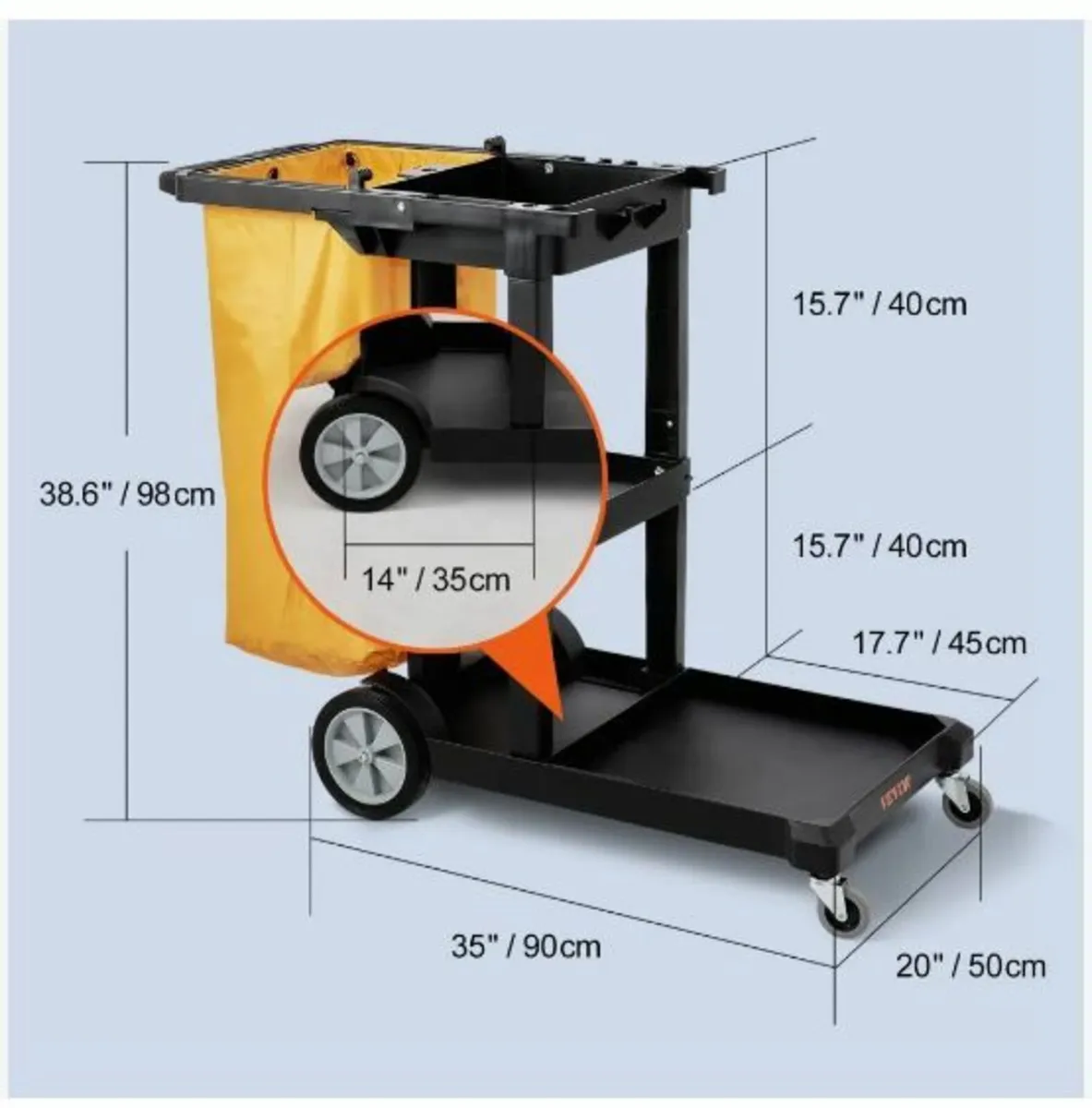 Cleaning Cart, 3-Shelf Commercial - Image 4