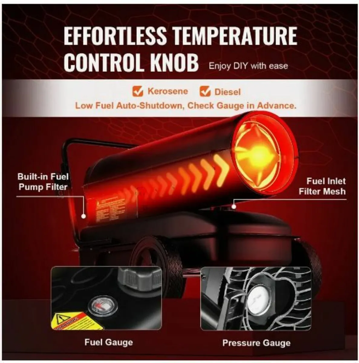 Kerosene/Diesel Forced Air Heater, 100000Btu - Image 3