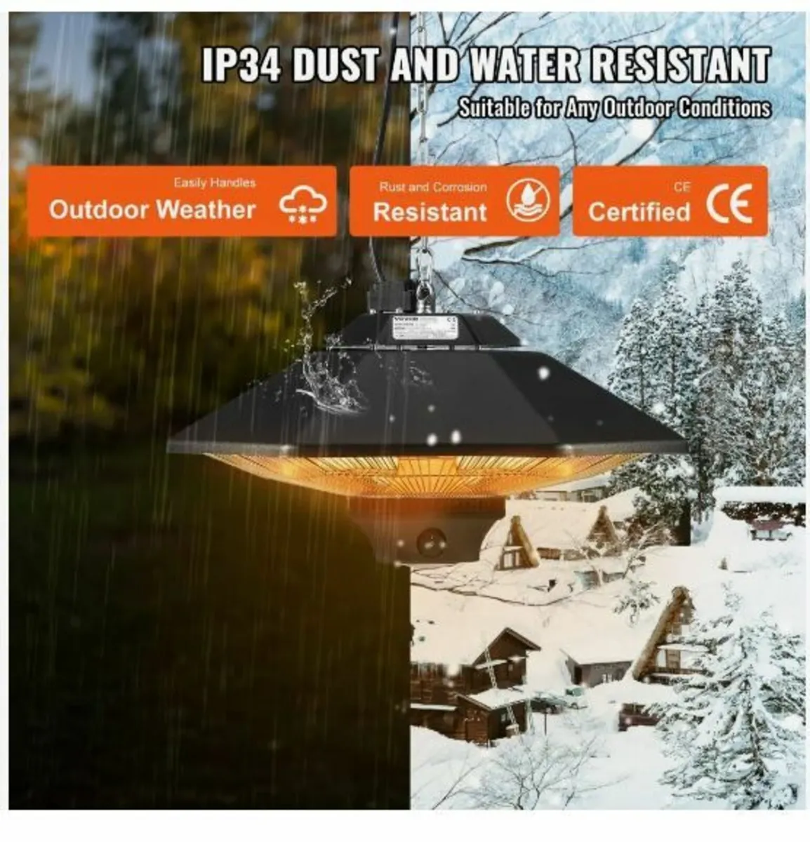 Hanging Patio Heater, 2000W Remote Control - Image 4