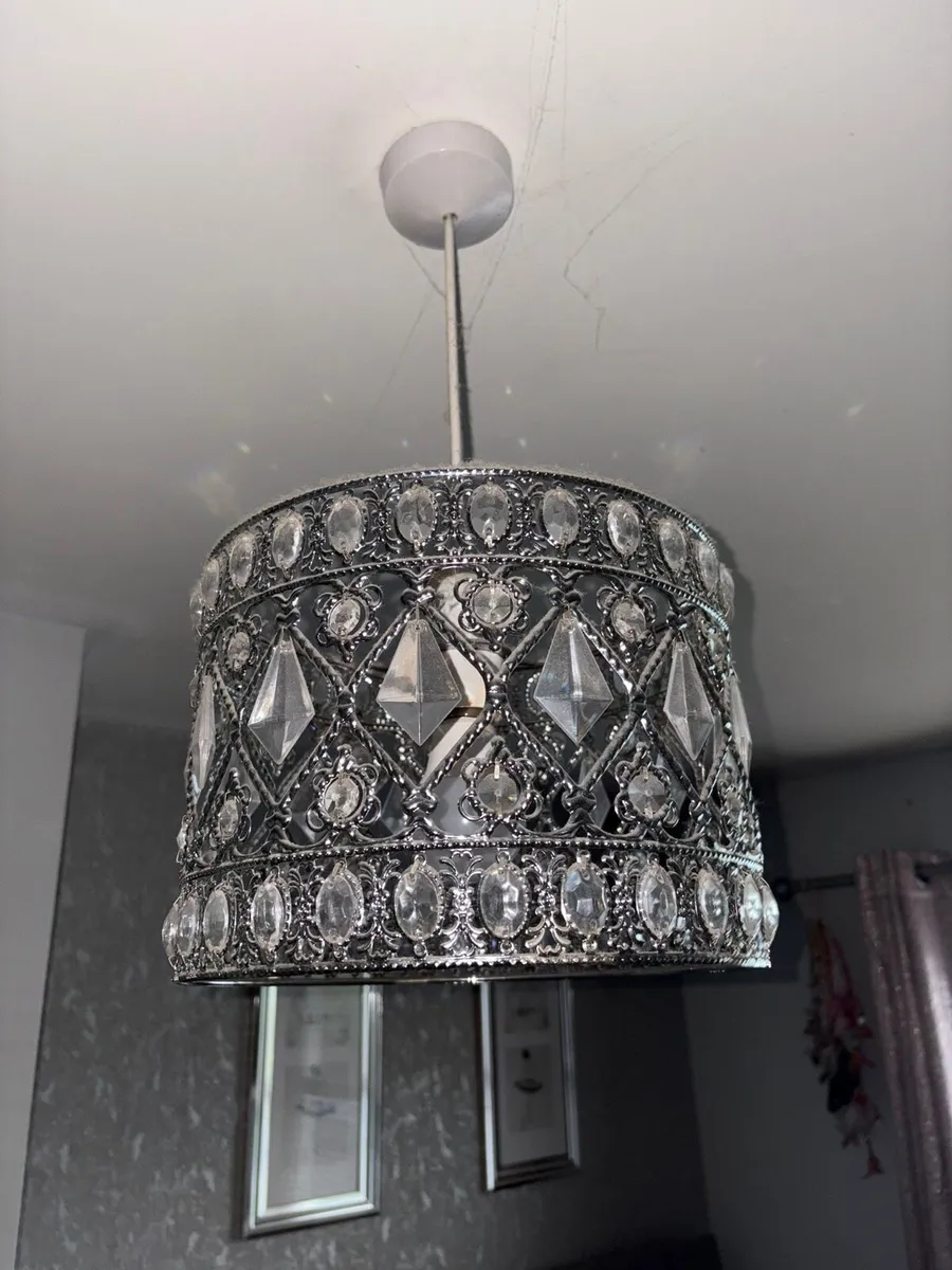 Glitter Wall mirror, lamp and shade - Image 4