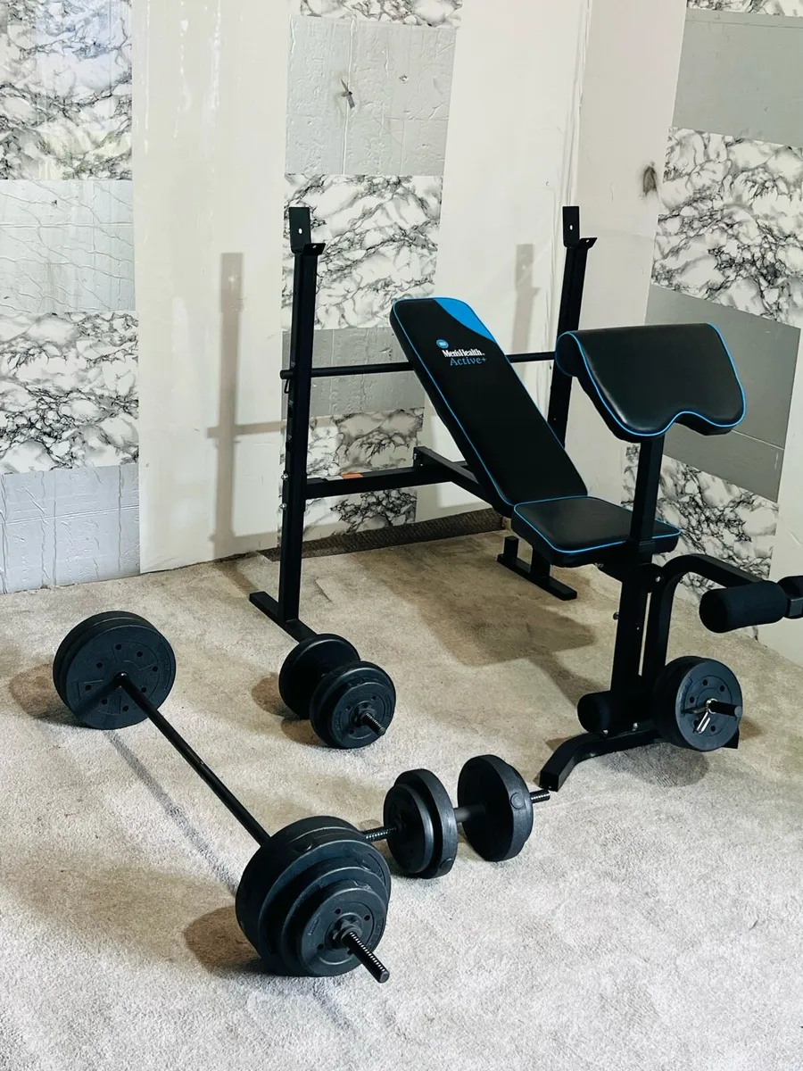 50KG WEIGHTS BARBELL DUMBBELLS WEIGHT BENCH - Image 2