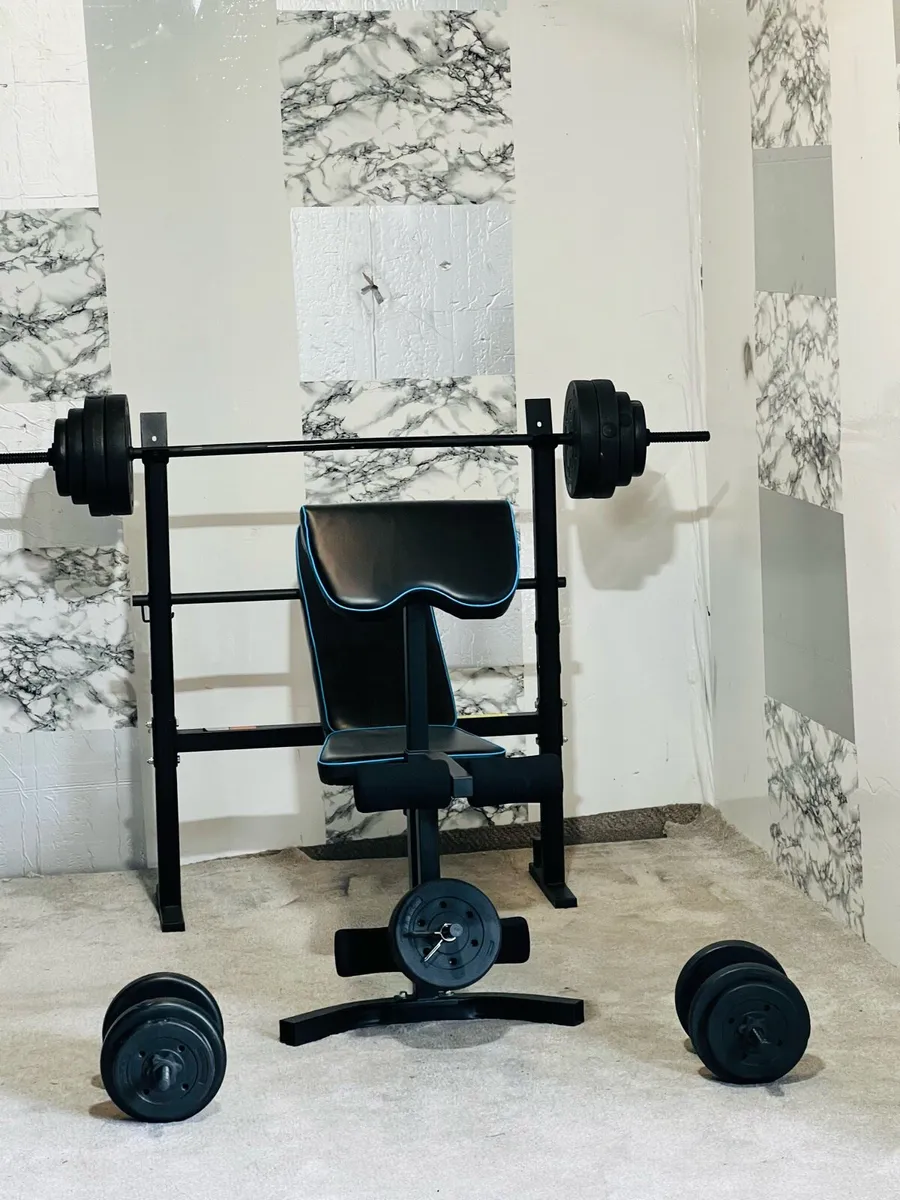 50KG WEIGHTS BARBELL DUMBBELLS WEIGHT BENCH - Image 1