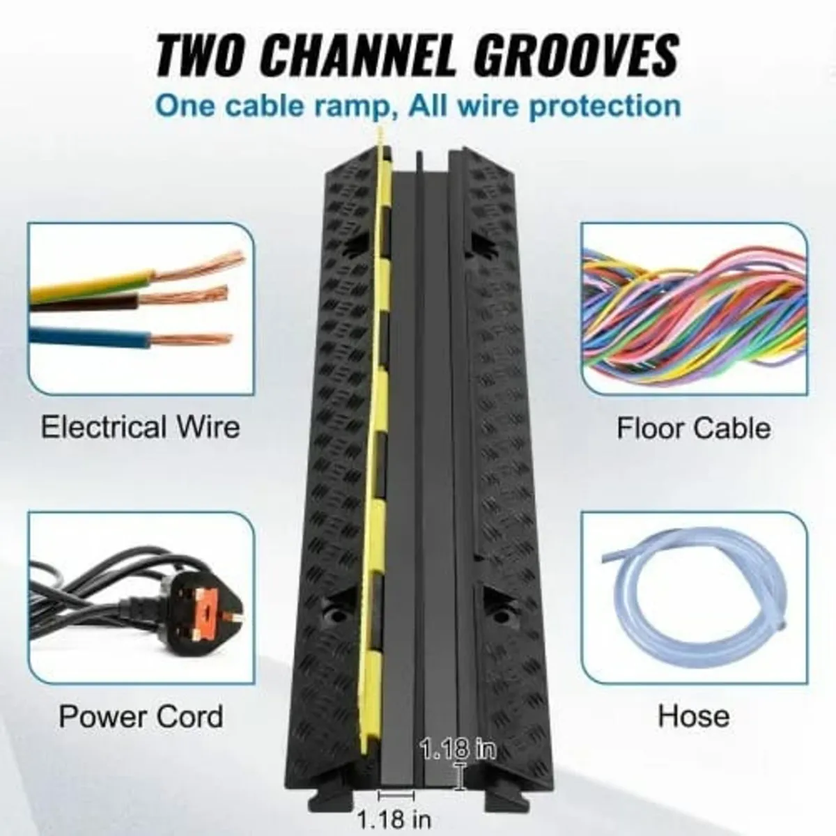3 Pack Rubber Cable Protector Ramp, 2 Channel, 120 - Image 2