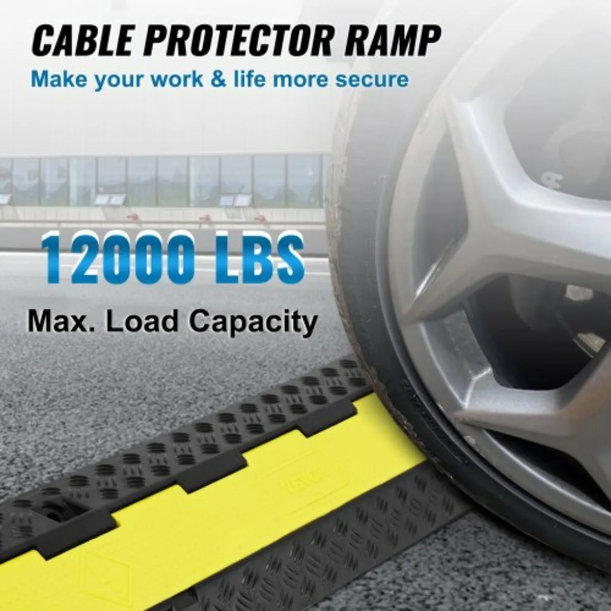 3 Pack Rubber Cable Protector Ramp, 2 Channel, 120 - Image 3