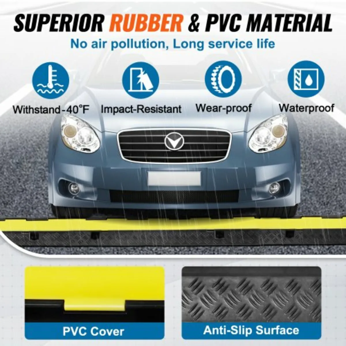 3 Pack Rubber Cable Protector Ramp, 2 Channel, 120 - Image 4