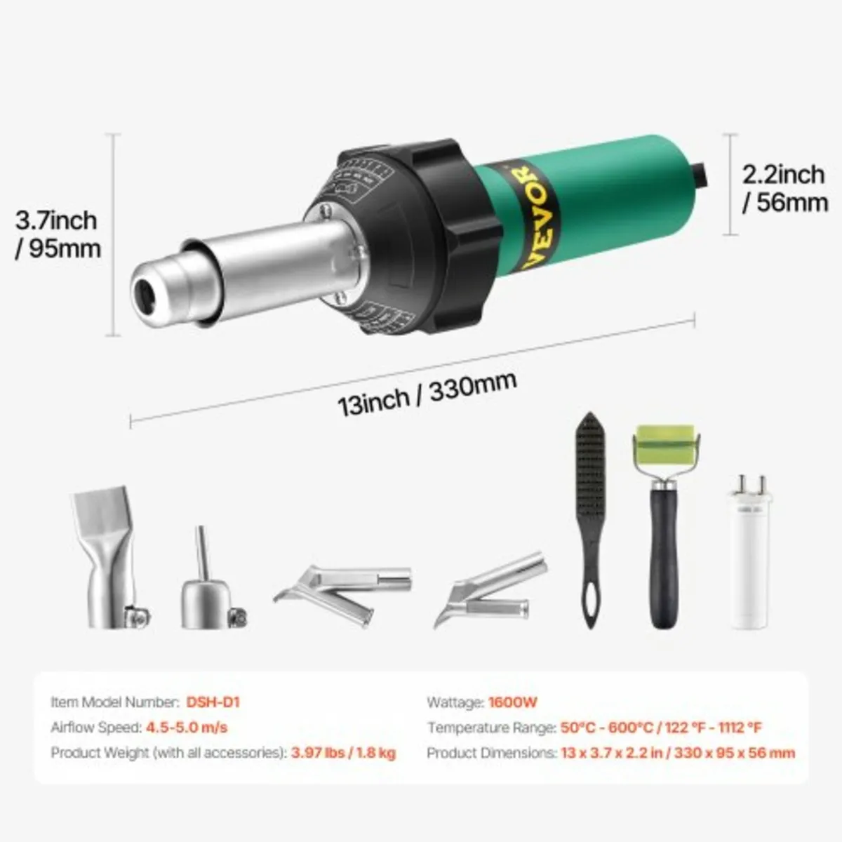 Hot Air Plastic Welder 1600W PVC TPO Vinyl Heat Gu - Image 3