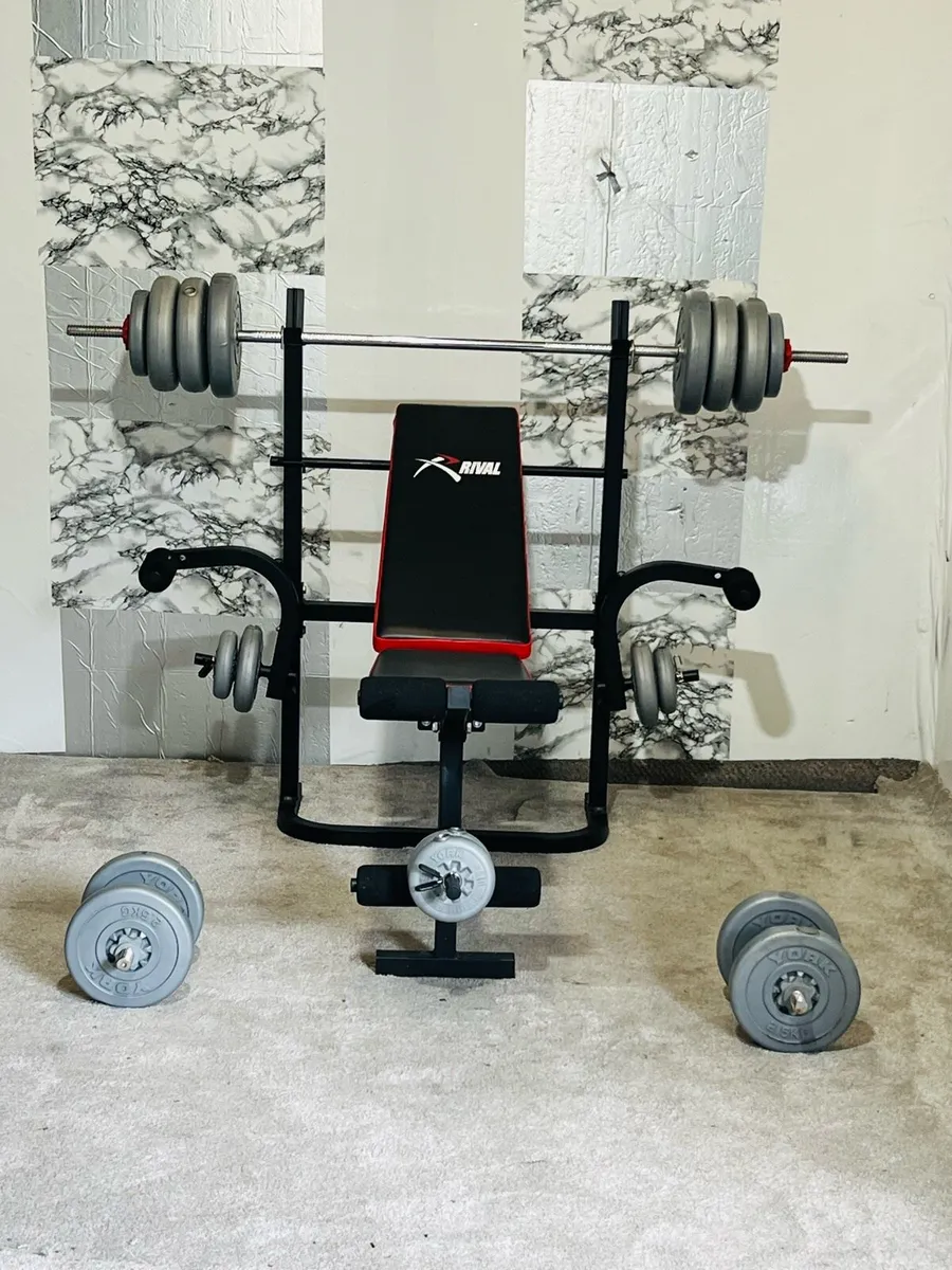 Multi function weight bench 52kG weight barbell + - Image 2
