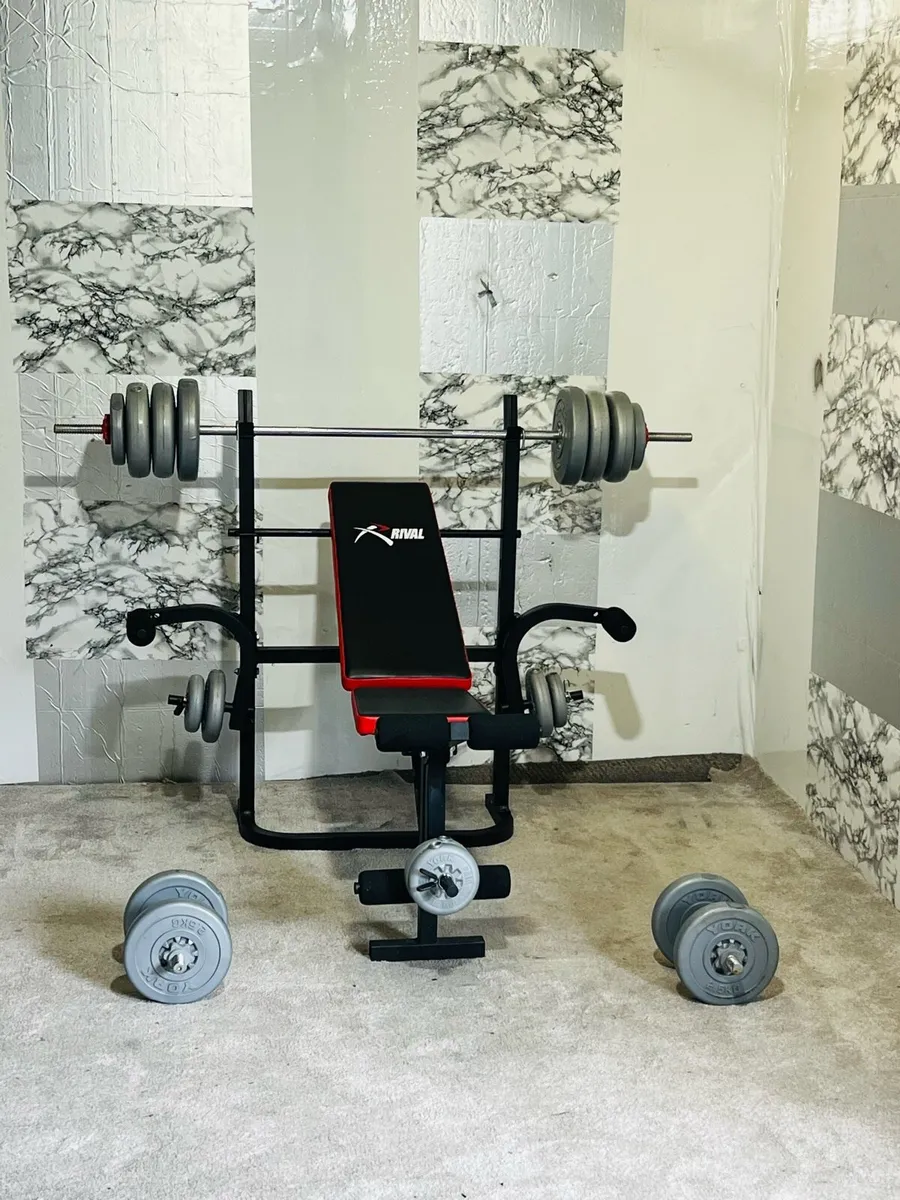 Multi function weight bench 52kG weight barbell + - Image 1