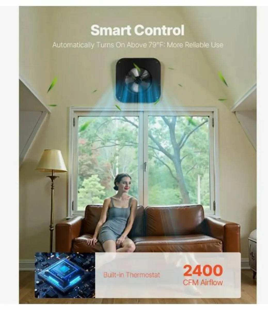 Roof Attic Exhaust Fan, 35W Smart Solar Roof - Image 3