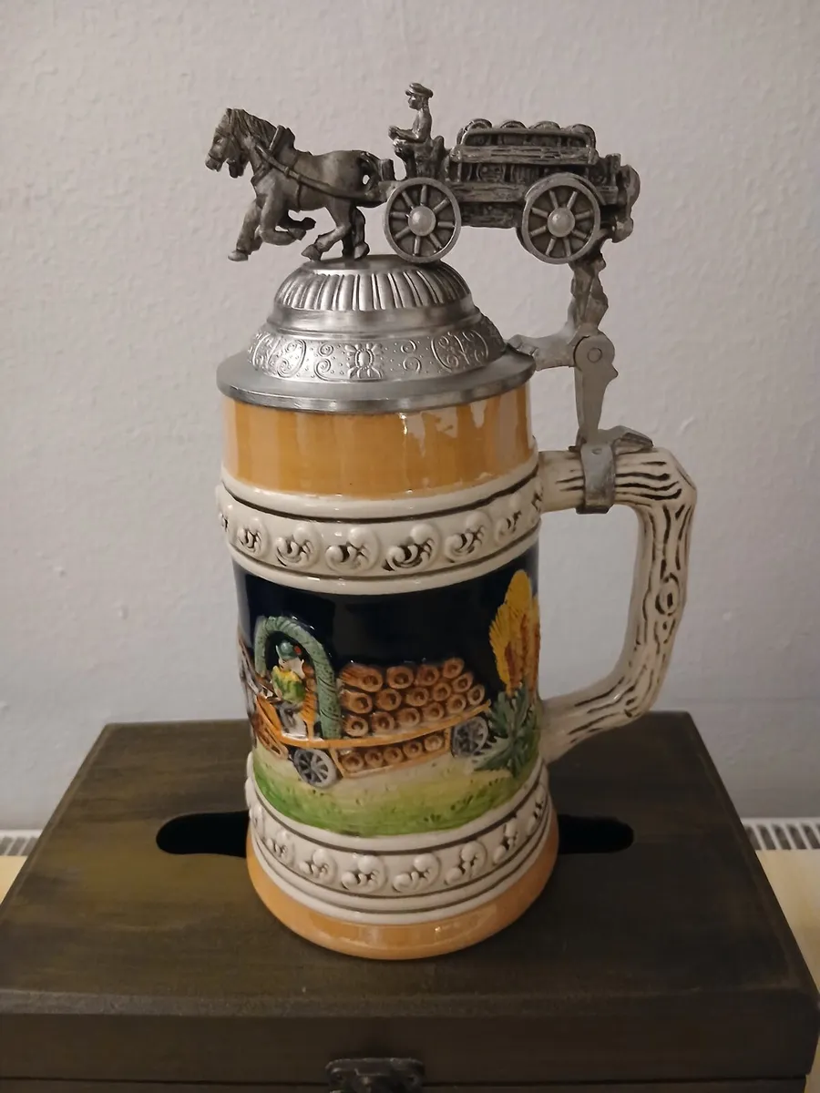Rare Vintage Stein with Horse Drawn Carriage - Image 2