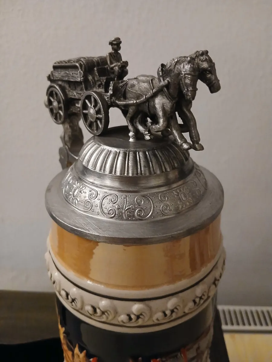 Rare Vintage Stein with Horse Drawn Carriage - Image 1